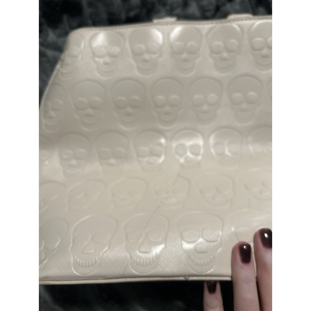 Betsey Johnson Cream Skull Embossed Tote Bag with Scarf - Picture 3 of 5